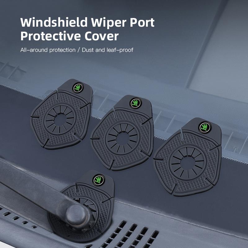 2Pcs Car Windshield Wiper Hole Protective Cover Dustproof Bottom Sleeve Headrest For Skoda Octavia Kylaq Superb Yeti Elroq Scala