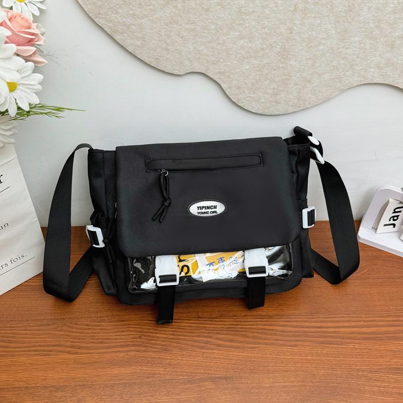 Женская сумка через плечо в студенческом стиле, большая вместительная сумка-мессенджер, контрастная по цвету сумка через плечо