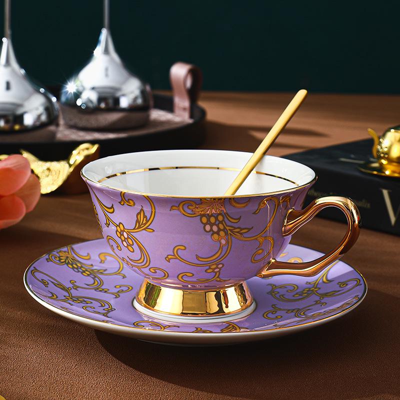 Элегантный кофейный набор из европейского костяного фарфора - Изысканный ретро подарок для послеобеденного чая