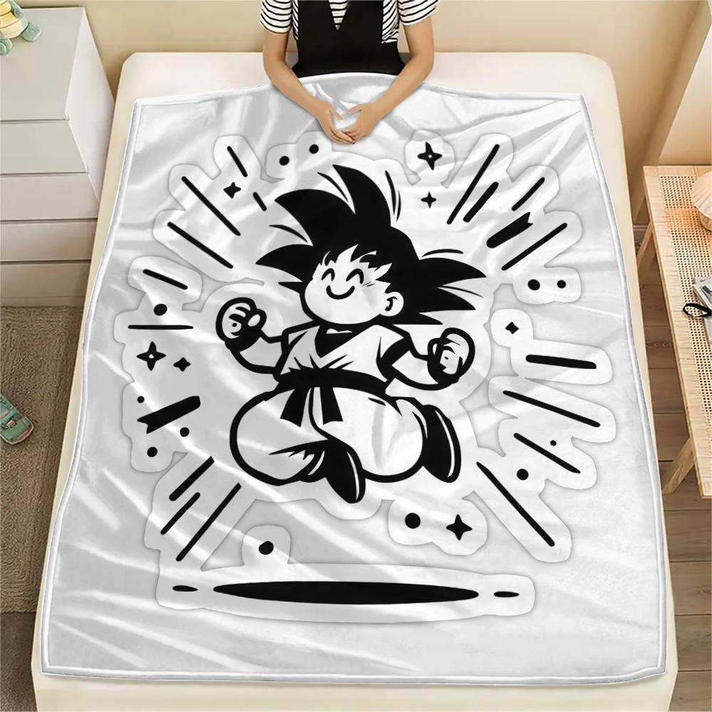 Dragon Ball Cute Son Goku Flannel Blanket Fashion Print For Bedroom Sofa Bed Chair Travel Picnic -HE7