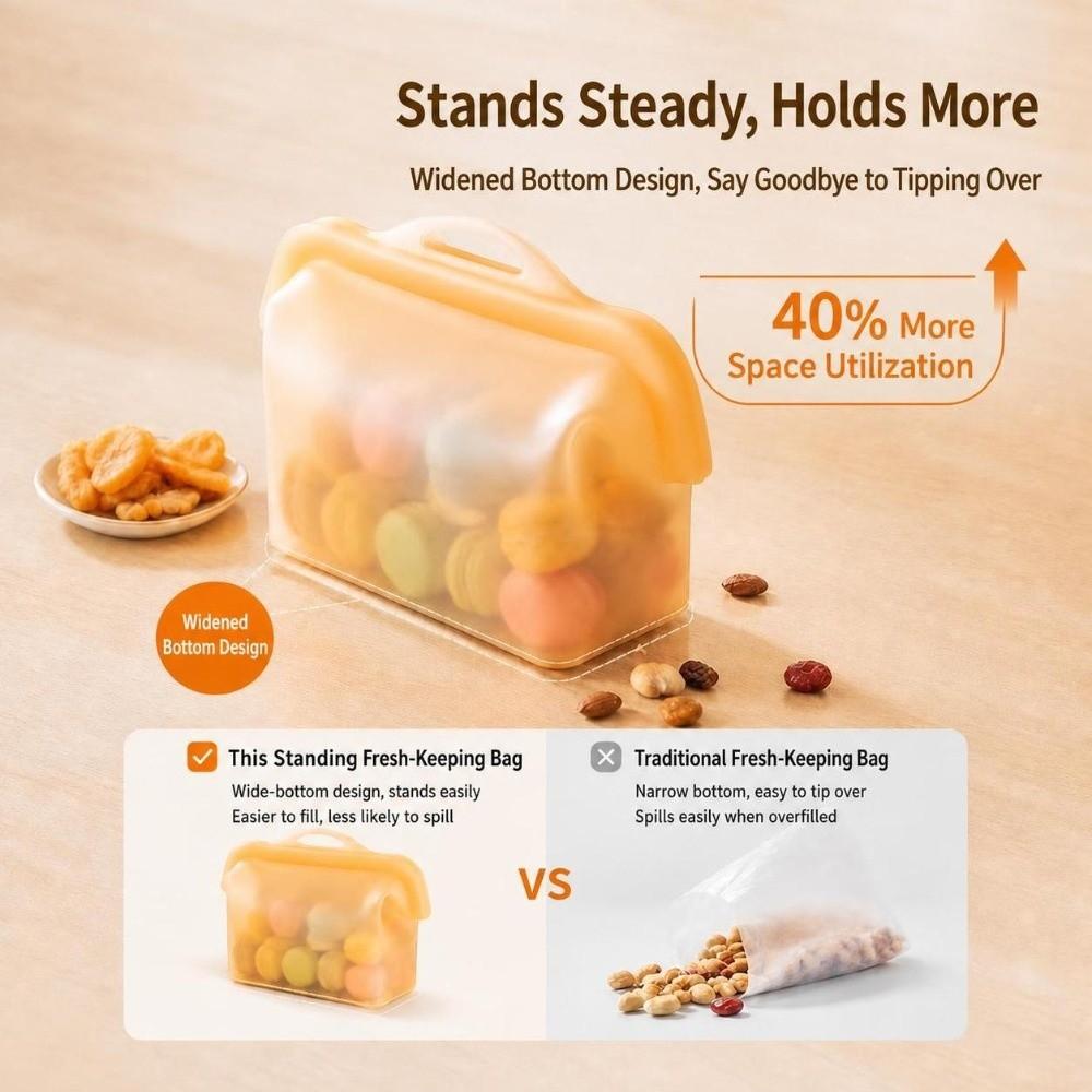 Odor-Proof 1000ML Silicone Fresh-keeping Bag Upright Freezer Bags Freezer Microwave Safe