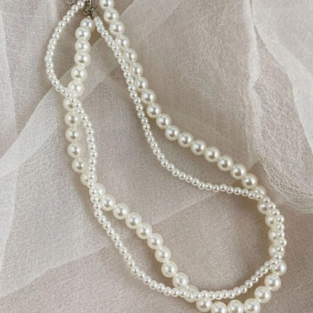 Двухслойное белое круглое жемчужное ожерелье в виде ракушки 4,8 мм, женское универсальное темпераментное многослойное ожерелье на шею «сделай сам», ювелирные изделия для девочек