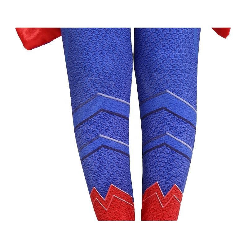 Kids Superman Costume with Cape 3D Lycra Premium Red Blue 140cm 6-7 Years