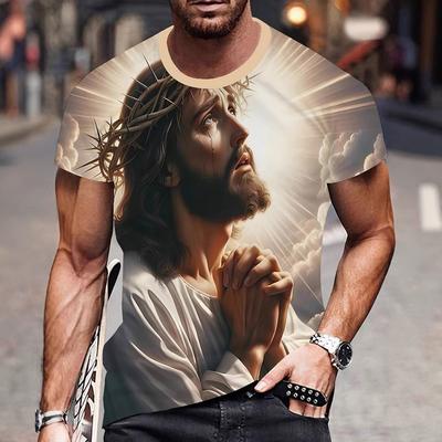 Летний топ с круглым вырезом и 3D-принтом западной фигуры, модная повседневная мужская футболка с коротким рукавом