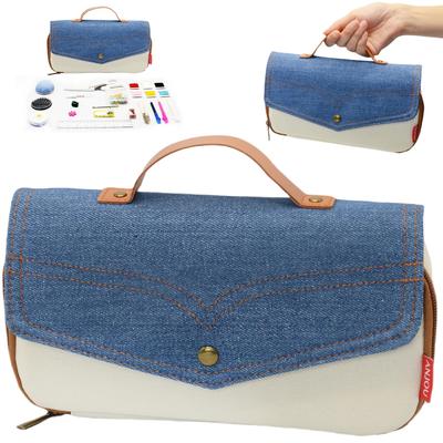 Набор для шитья, набор игральных костей, коробка для шитья для учеников начальной школы, набор для шитья, для девочек, милый, портативный (деним-белый)