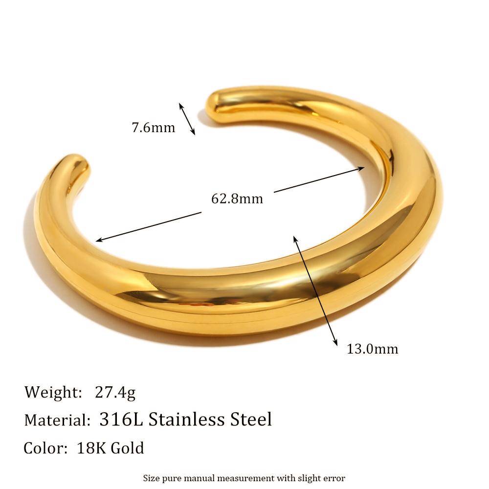 MamacitaSlay Классический Открытый Браслет из Нержавеющей Стали с Покрытием 18K Золотом для Женщин Ретро Водонепроницаемое Наручное Украшение Подарок