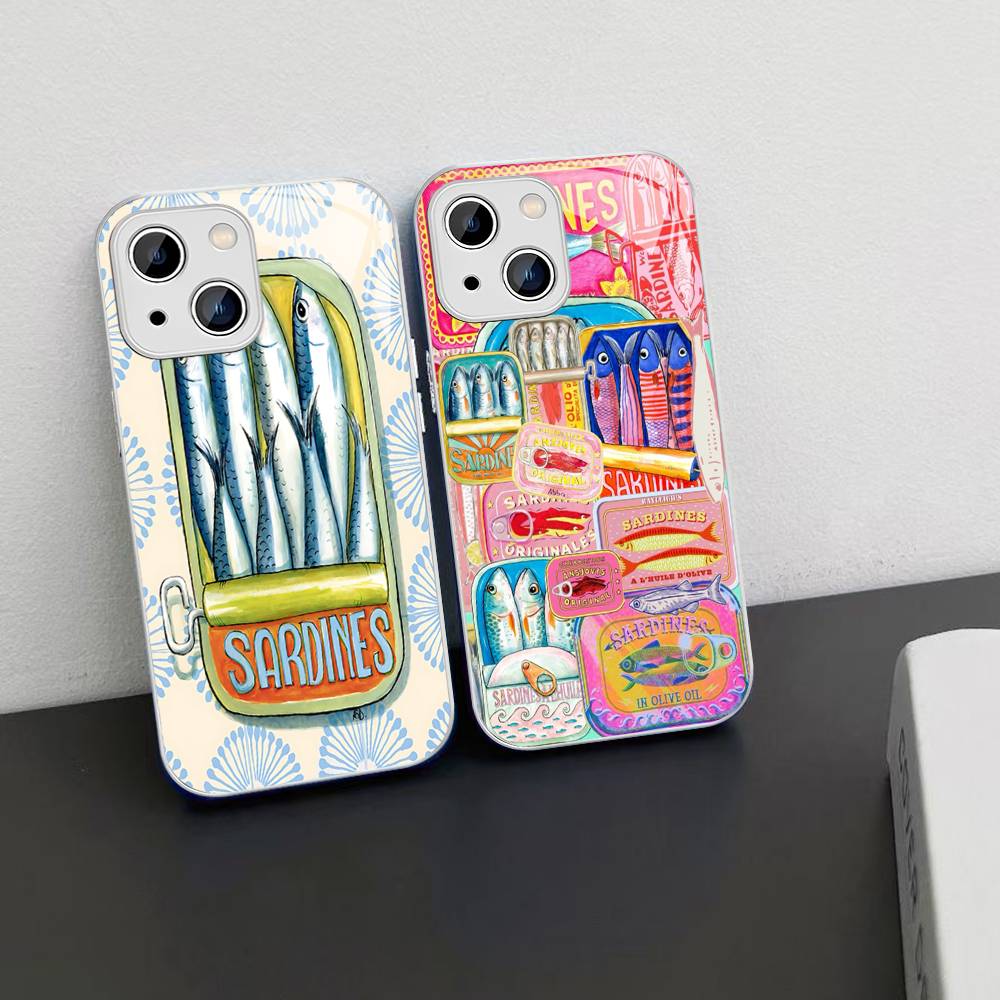 Sardines Fish Tempered Glass For Iphone 14 13 12 11 Pro Mini XS MAX 14Plus X XS XR Cover
