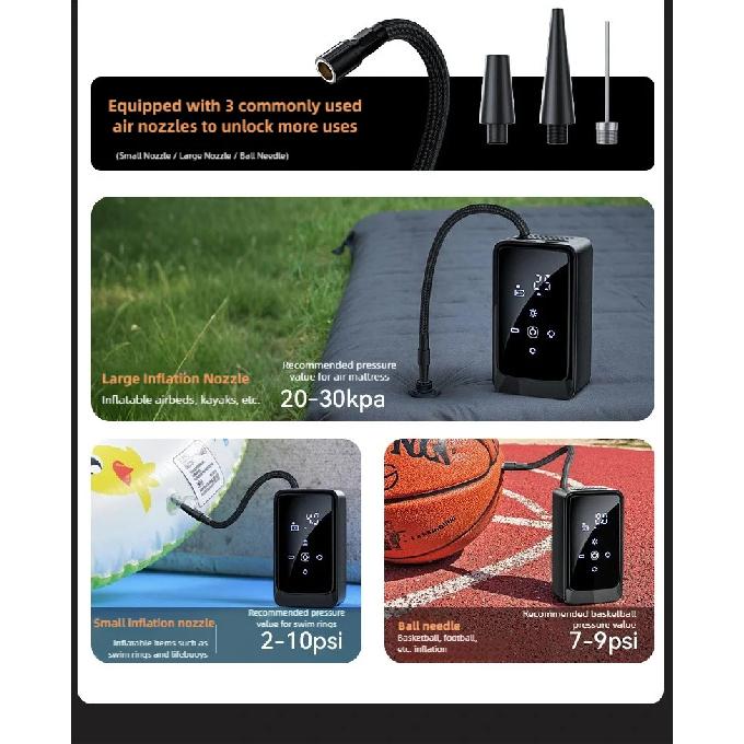 140PSI Portable Bike Pump Smart Wireless Tire Inflator for Bicycles, Balls, Motorcycles, and Cars