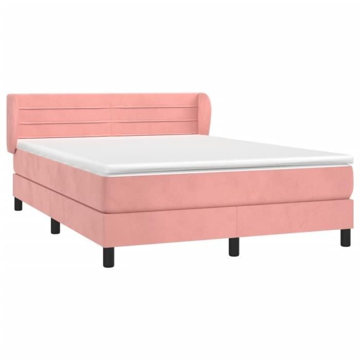 VidaXL Lit à sommier tapissier avec matelas Rose 140x190 cm Velours 3127552