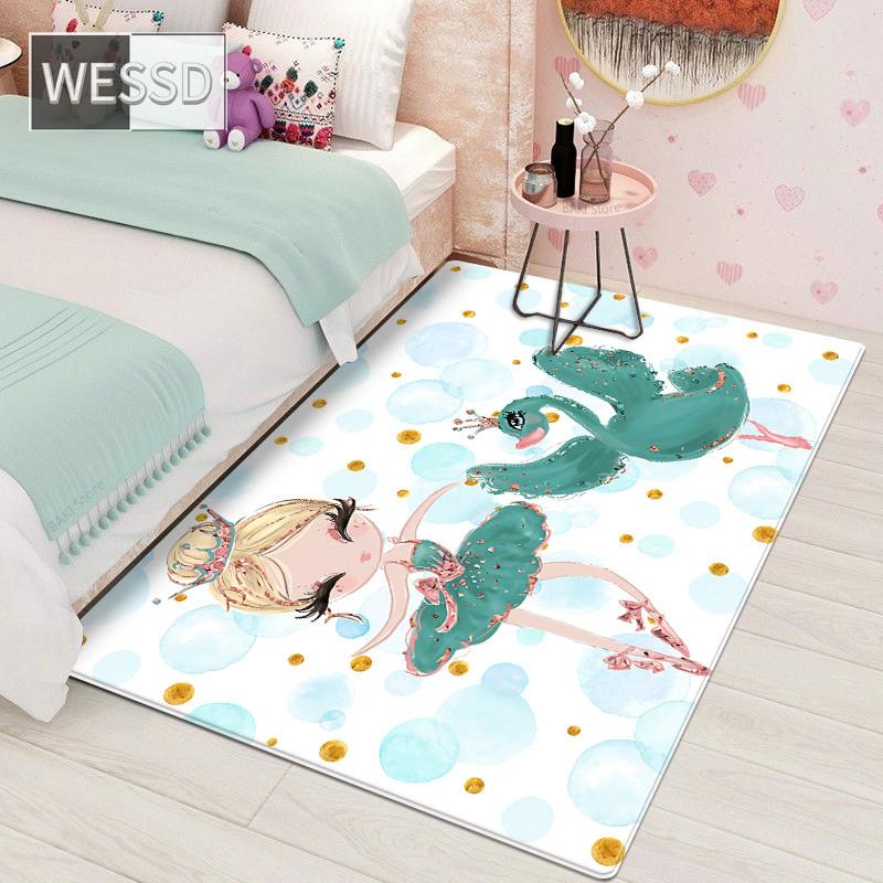 Кавайный мультяшный ковер для балетной девочки для детской комнаты и мягкий коврик для спальни в скандинавском стиле для маленькой девочки