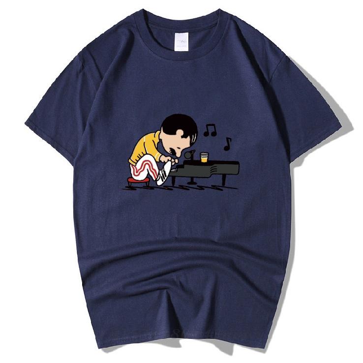 The Queen Band Freddie Mercury Play The Piano Funny T Shirt Unisex Male Hip Hop Rock Hipster Short Sleeve O Neck Cotton TShirt