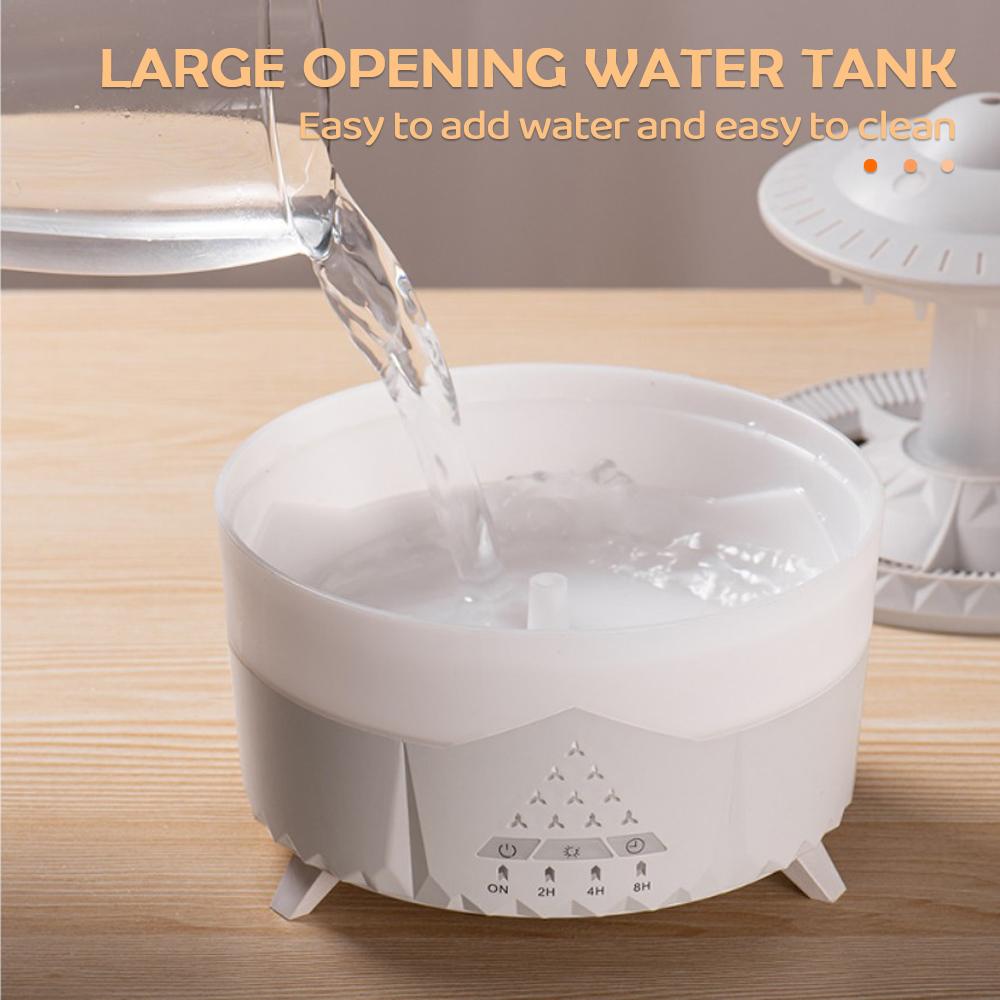 UFO Rotating Raindrop Humidifier Colourful LED Night Light Desktop Mute Spray Aromatherapy Machine Home Air Humidifier Diffuser