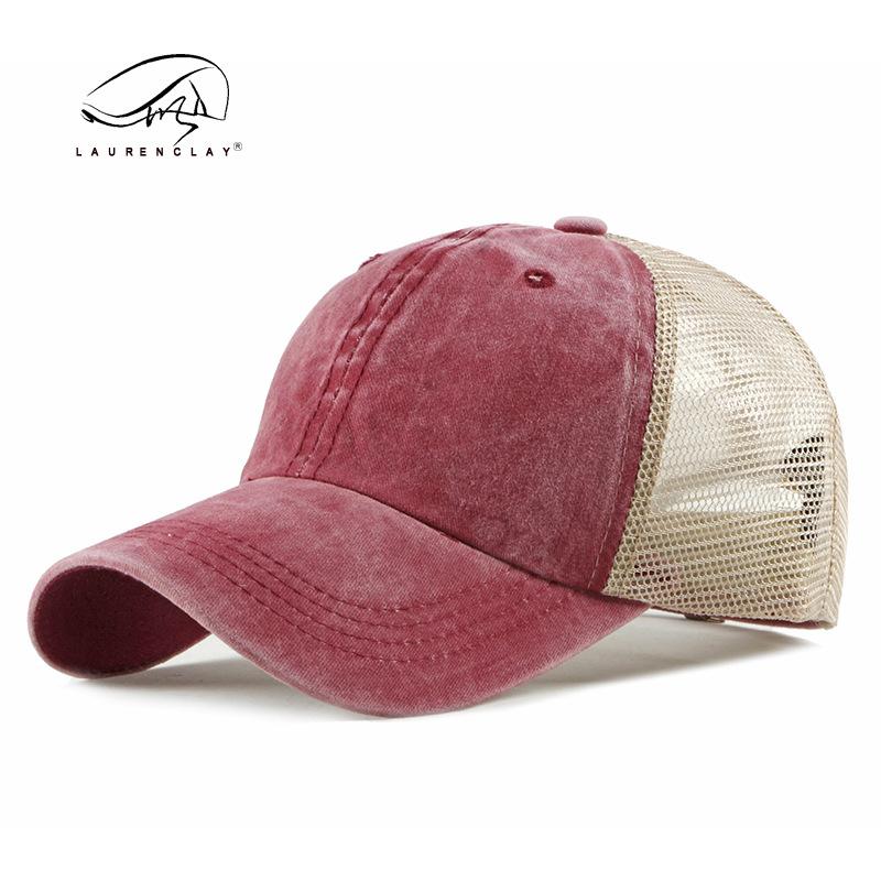 Spring and summer thin breathable mesh baseball cap men's fashion washed cotton cap sun protection visor beach