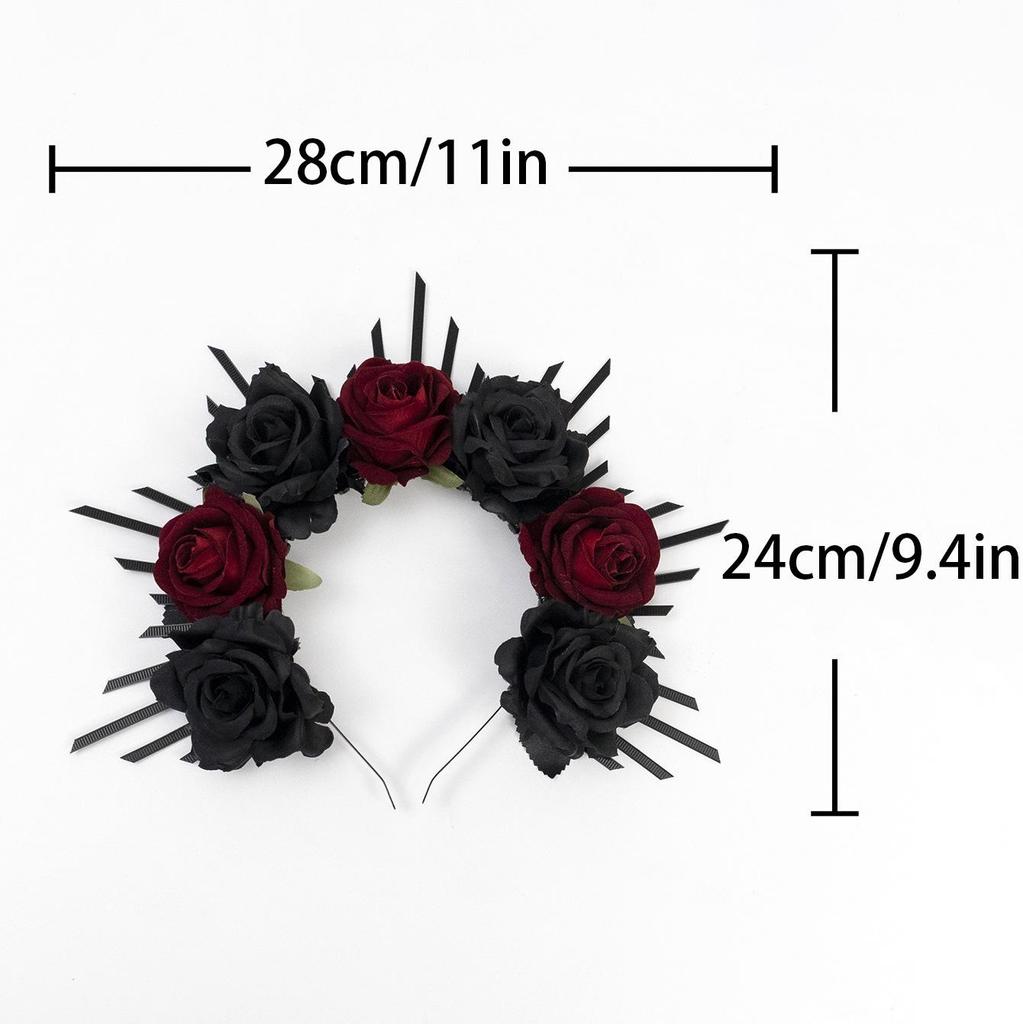 Готическая темная тиара-нимб из роз для Хэллоуина и Дня мертвых
