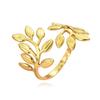 Luxury Leaf Stainless Steel Rings For Women Fashion Gold Plated Leaves Adjustable Open Finger Rings Party Wedding Jewelry Gift