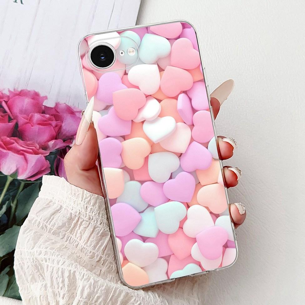 Clear For iPhone 16e A3212 A3409 A3410 A3408 Cover For iPhone 16e Case Fashion Luxury Flowers Cute Funny Painted Soft Bumper