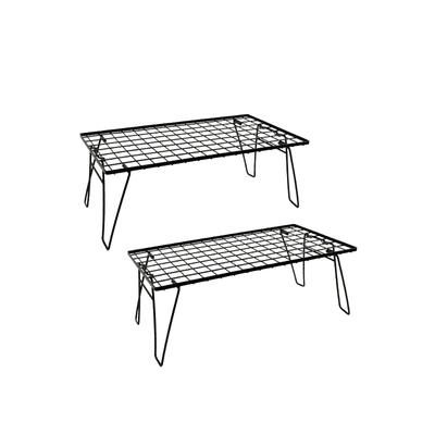 HIBARI Field Rack Camping Rack Set of 2 Matte Black Camping Storage Compact Outdoor Wagon Outdoor Table Folding Table Low Chair Outdoor Camping Table