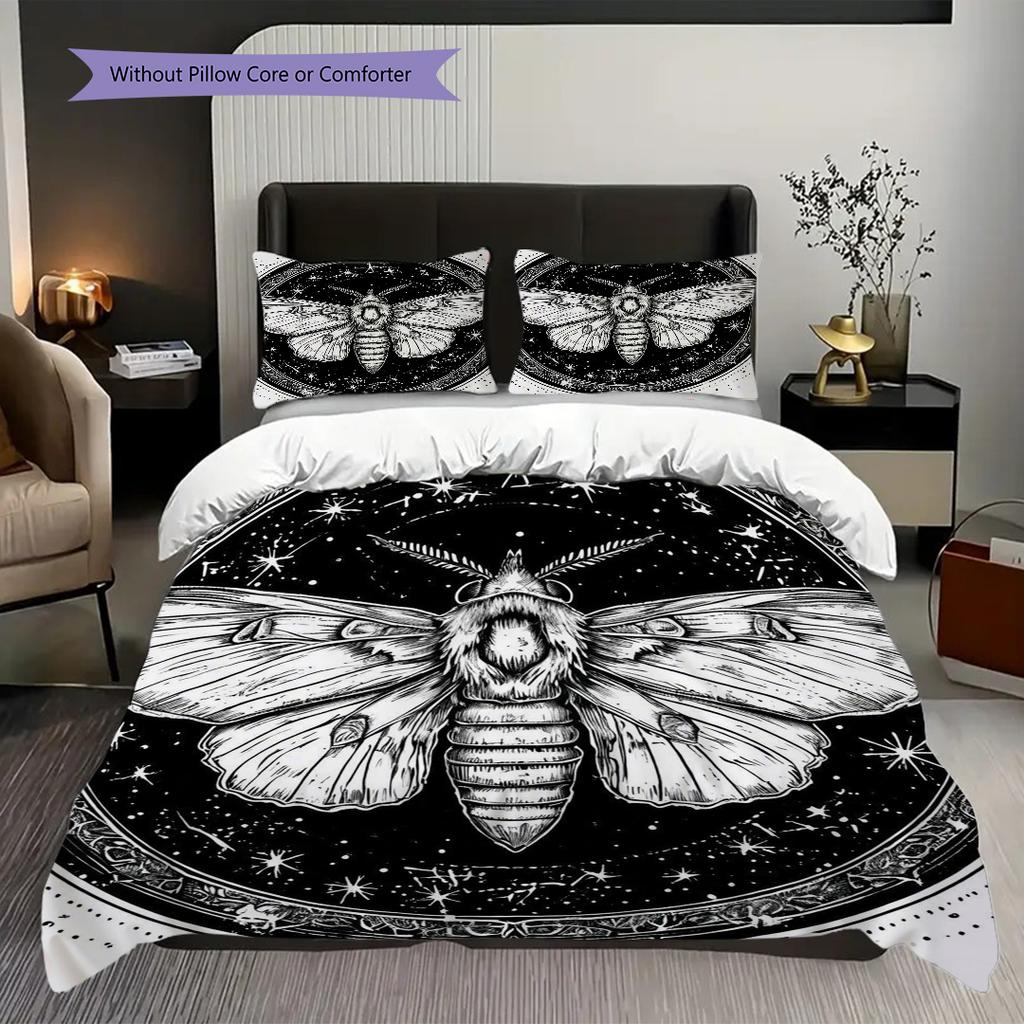Night Garden Dreamy Purple Butterfly Mushroom Scene Bedding 1 Duvet Cover 2 Pillowcase Without Core Without Core