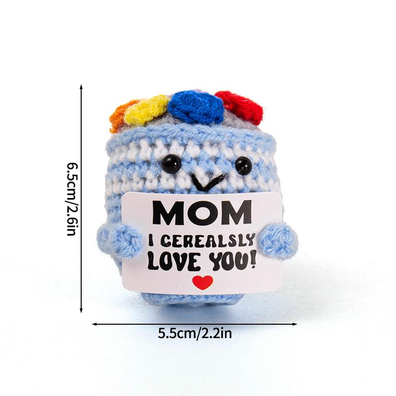 Positive Mini Animals Doll Crochet Bee Doll With Card Handmade Knitted Animals Inspirational Doll Thank You Gift For Women Men