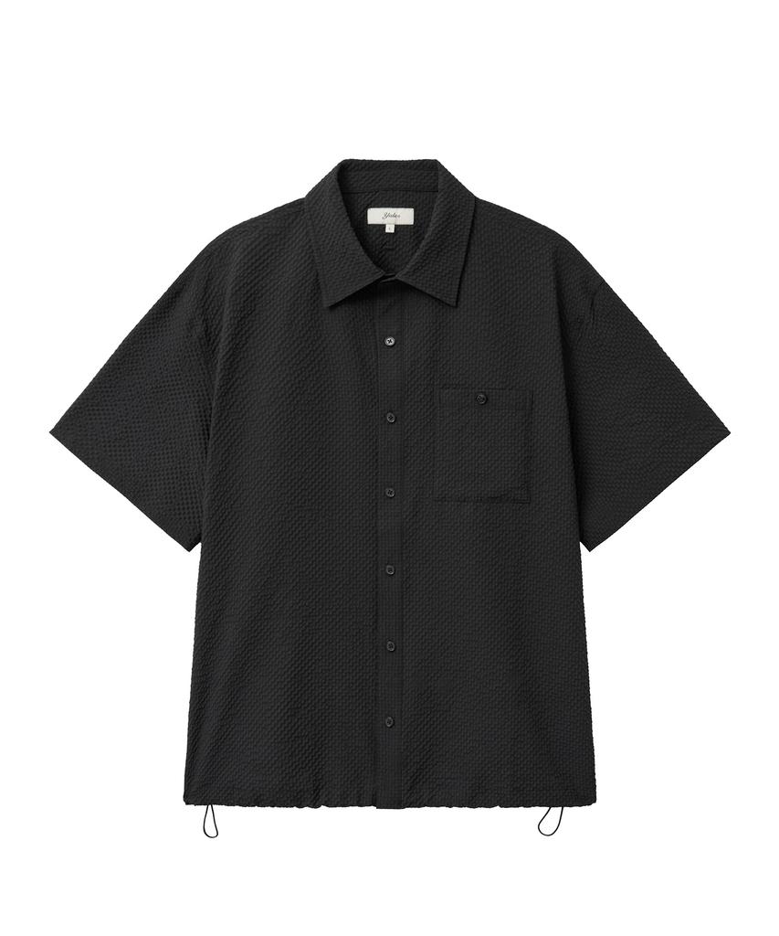 YALE Seersucker Check String Shirt_Black