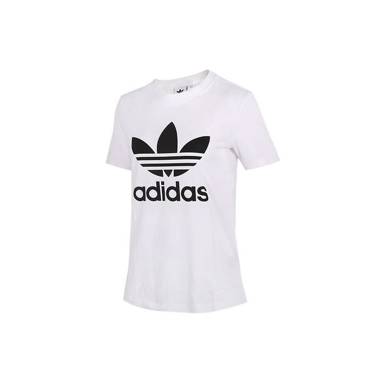 adidas Оригинальная футболка Trefoil Белый принт с буквами Американский винтаж Короткий рукав Женские топы CV9889