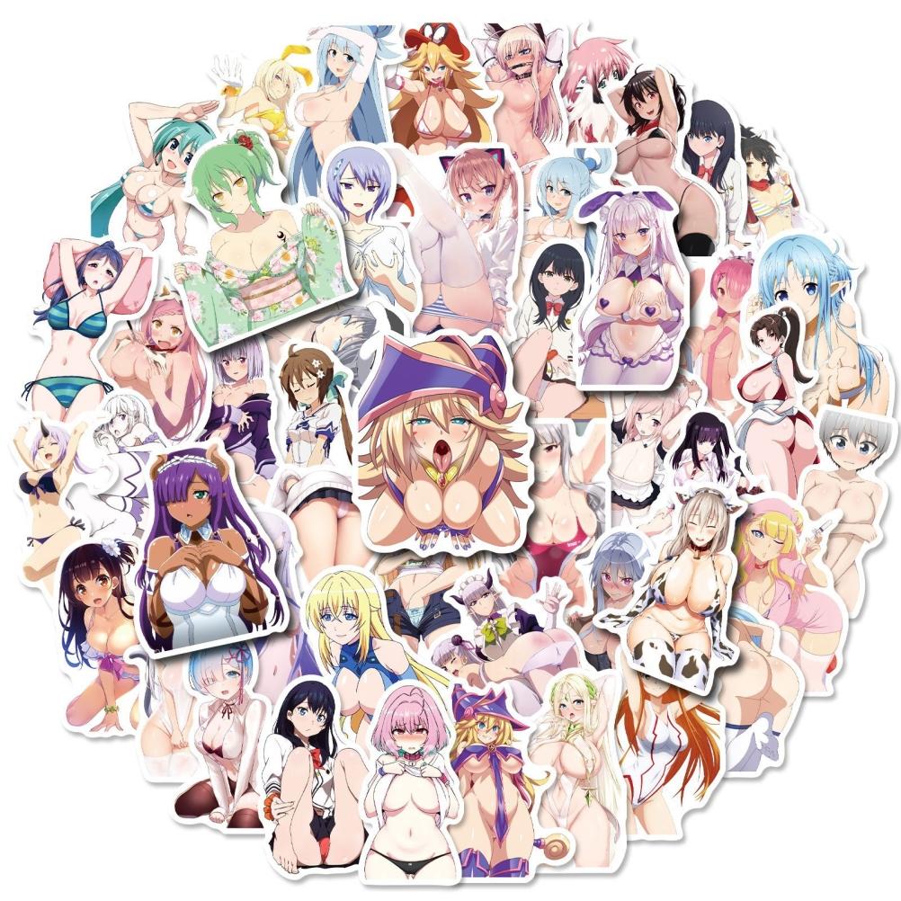 50Pcs Anime Girl Stickers Waterproof Stickers for Laptop Phone Water Bottle Computer Luggage Helmet