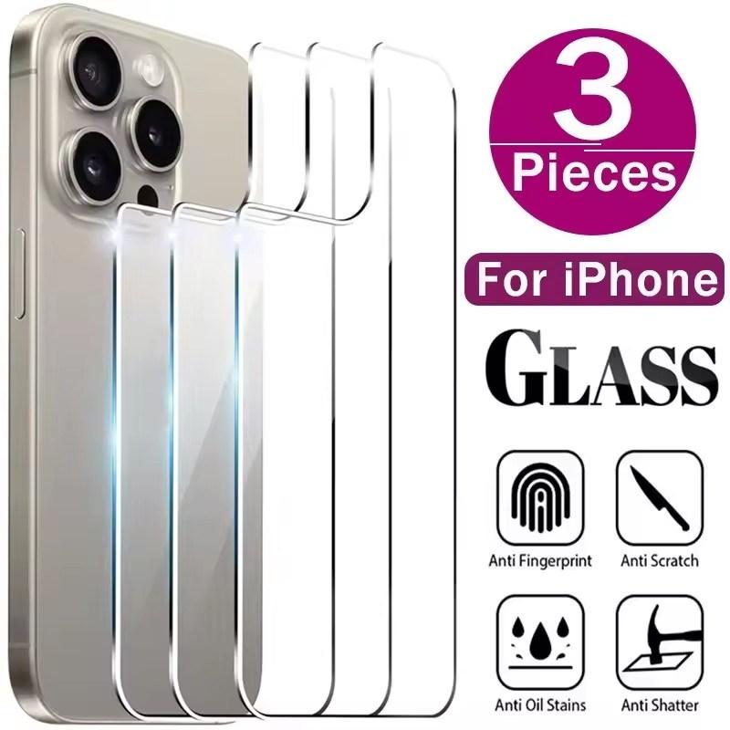 3 шт. Закаленное стекло для заднего экрана для iPhone 16 15 14 13 12 11 Pro Max Plus Mini 7/8 X XR XSmax Телефоны Защитные пленки для заднего экрана