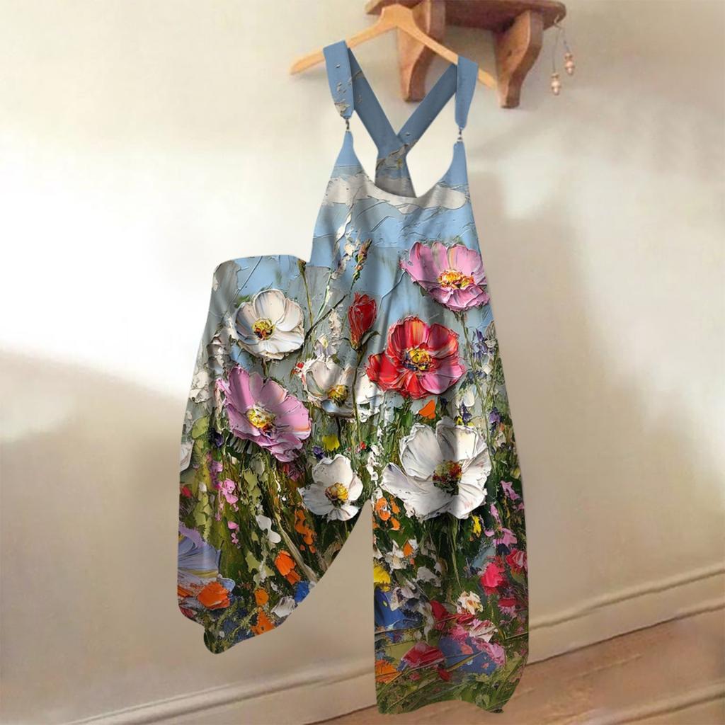 Women's Loose Casual One-piece Summer Floral Print Jumpsuit