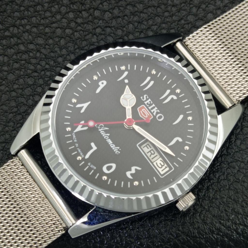 АВТОМАТИЧЕСКИЕ ВИНТАЖНЫЕ ВОССТАНОВЛЕННЫЕ МУЖСКИЕ ЧАСЫ SEIKO 5 6309A ЯПОНИЯ ЧЕРНЫЕ a442513-1