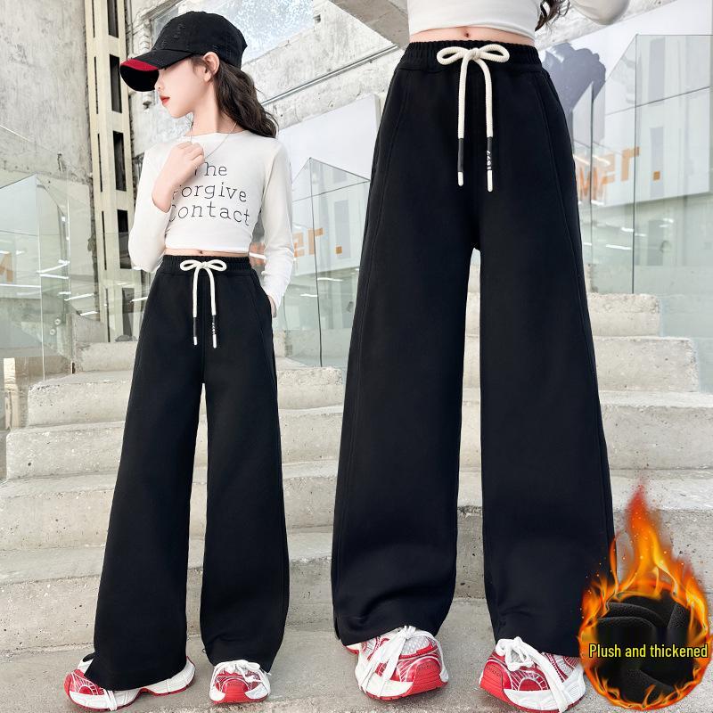 Girls' Winter Fleece-Lined Pants 2025: Versatile, Casual Outing Wear for Medium and Large Children