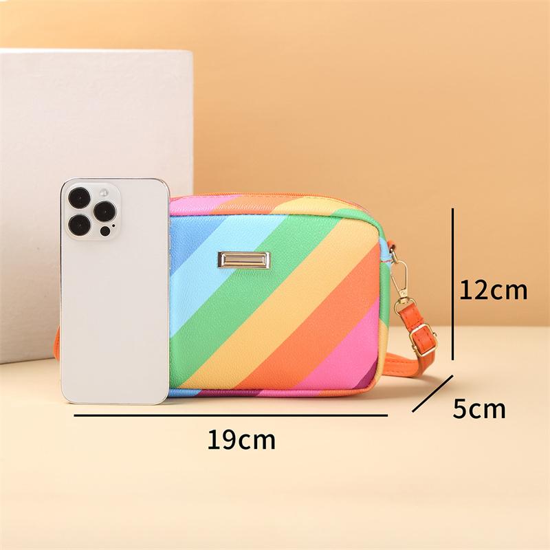 Девочки Новая Тренд Цветовая Сшивка Радужная Сумка Через Плечо Женские Сумки Через Плечо Женская Маленькая Квадратная Сумка CLE