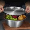 Миска для смешивания салата и яиц из нержавеющей стали Thicken 304 с крышкой, миска для муки и супа, европейская кухонная утварь, таз для овощей и фруктов