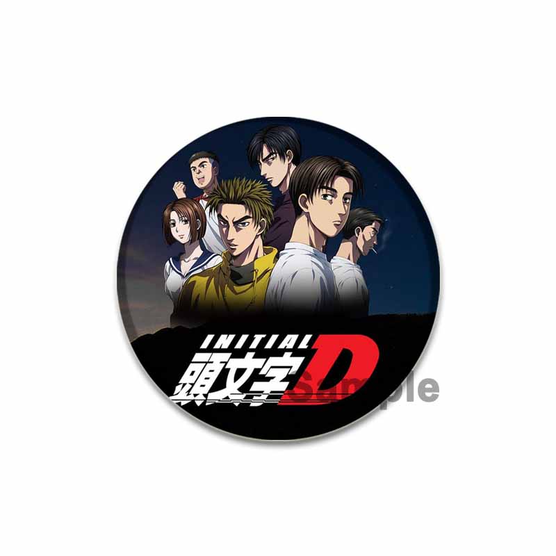 32/44/58MM Initial D Anime Enamel Pins for Clothes Bag Decor Round Cartoon Brooches On Backpack Racing Badge Jewelry Gift Accessory