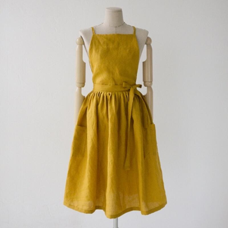 Bride Apron (100% Linen - Mustard)