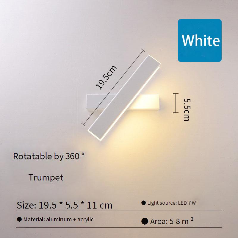 LED Rotating Wall Lamp Personalised Creative Indoor Bedroom Bedside Lamp Simple Reading Night Light Hotel Living Room Decoration