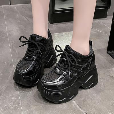 Модные женские кроссовки на платформе 10 см, спортивные кроссовки на шнуровке, обувь в стиле «папины кроссовки», высокие, массивные, повседневные, на толстой подошве, дышащие сетчатые кроссовки