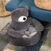 Кровать для собаки в виде плюшевого мишки, теплая пушистая кровать-софа для кошки с подлокотниками, нескользящая, съемная, моющаяся