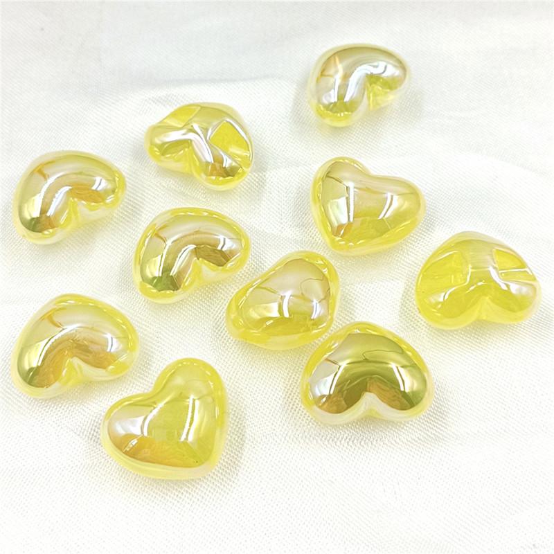 10Pcs Back Hole Peach Heart Dazzling UV Beads Three-dimensional Jewelry Accessories DIY Earrings Fashion Necklace Bracelet Materials Handmade