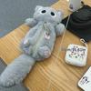 Gray Plush Cat Pen Bag Cute Desktop Cartoon Stationery Storage Bag Pencil Case