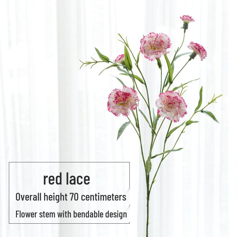 Шелковый букет гвоздик с вазой - Искусственная цветочная композиция для декора дома