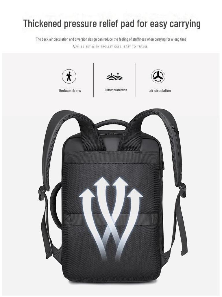 Large Capacity Men's Commuter Backpack - Fashionable, Expandable & Multifunctional Business Travel and Laptop Bag