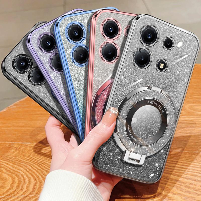 Держатель для кольца, блестящая наклейка, хромированный блестящий гелевый чехол из ТПУ с держателем для кольца для Infinix ПРИМЕЧАНИЕ 30 VIP 30I Note 30 Pro 4G, противоударный защитный чехол