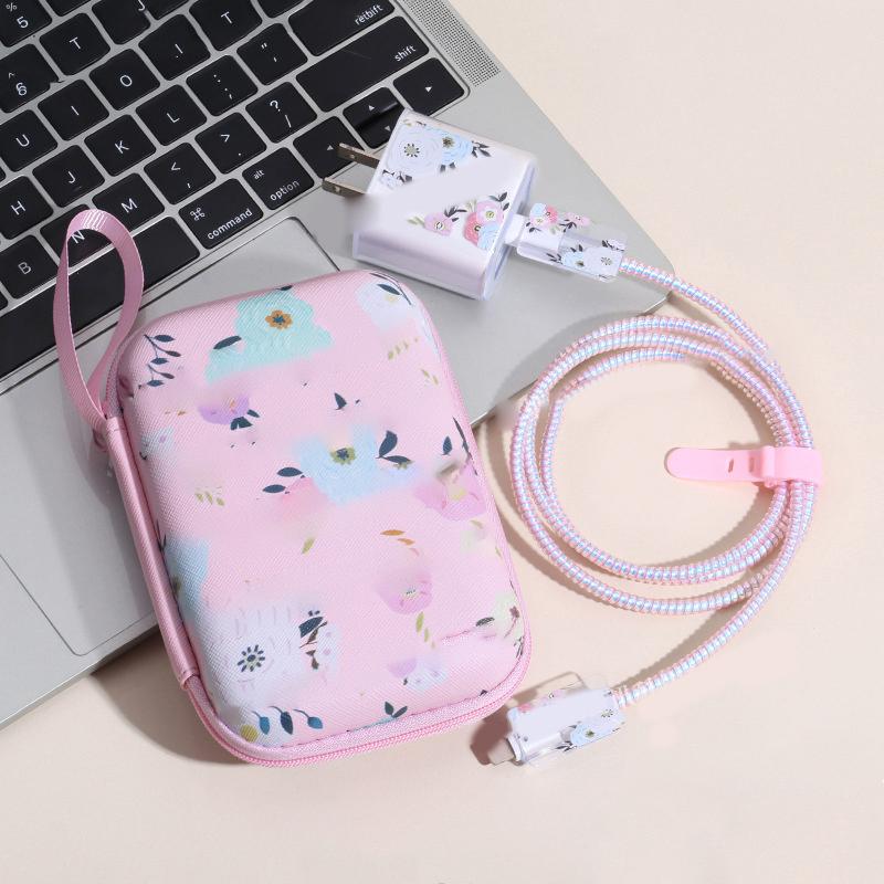 6Pcs Ins Cable Protector For Iphone Ipad 18W/20W Charger Protective Case With Storage Bag Cable Management Wire Cord Organizer