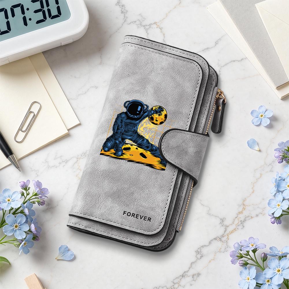 Stylish Astronaut Print Long Wallet Casual Durable Portable Purse Forever Design