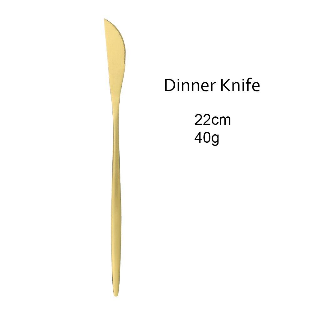 Matte Gold Cutlery Set Stainless Steel Dinnerware Cake Fork Long Handle Spoon Dessert Knife Tableware Flatware Silverware Set