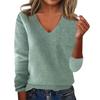 Women's Fashion Loose V-Neck Long Sleeve Bottom Shirt Top Knitted Sweater