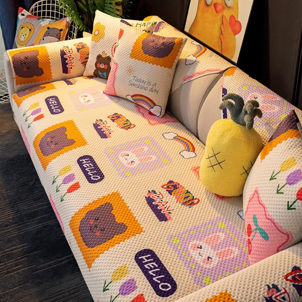 Minimalist Sofa Cover Slip Proof Fabric Cushion Pad Scandinavian Style All Year Round Use Soft Seat Protector