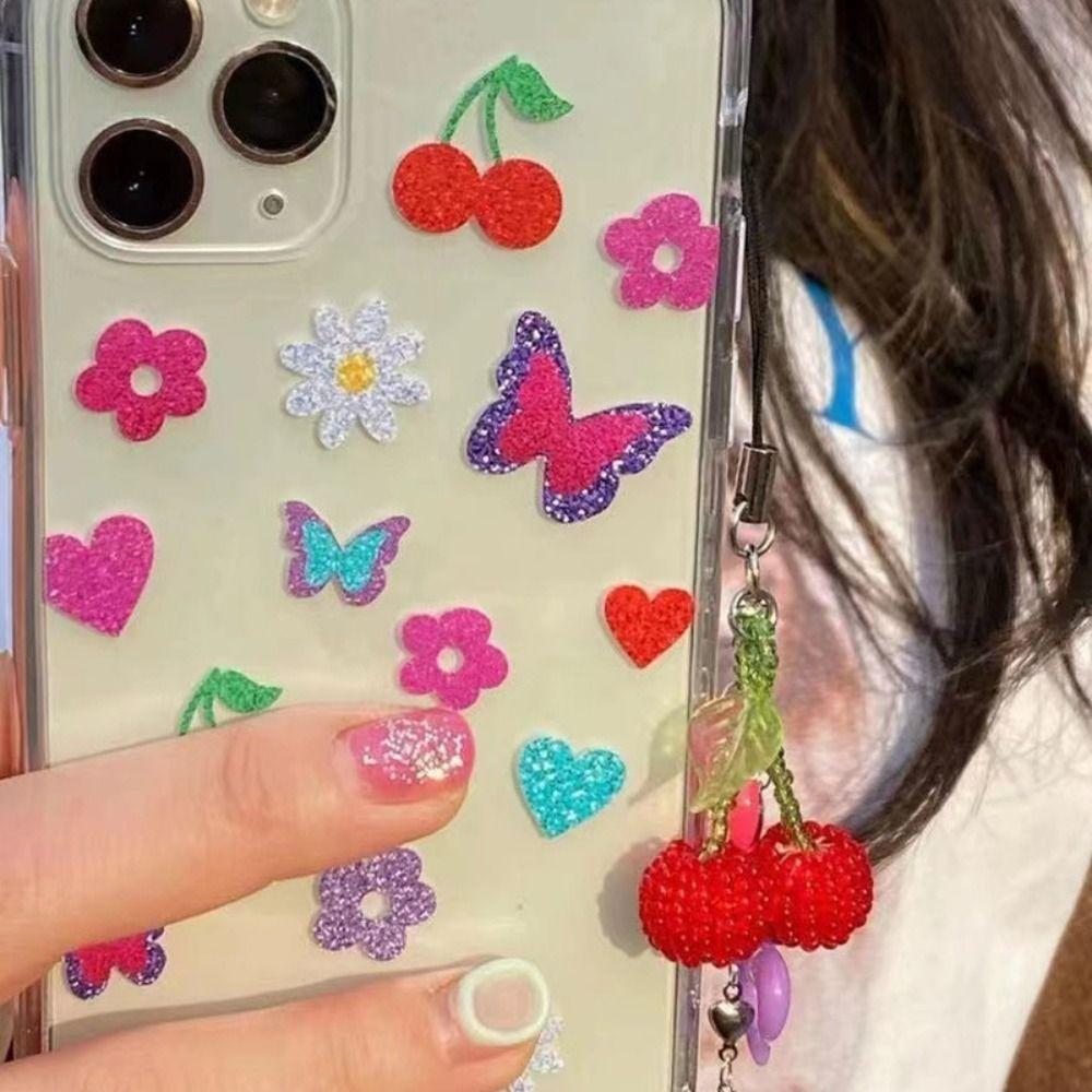 Ремешок для телефона с бусинами Y2K Подвески для мобильного телефона Короткий Противопотерянный Летний Подвеска-вишня Брелок для ключей Ins Летний ремешок для телефона-вишня Украшение Подарок