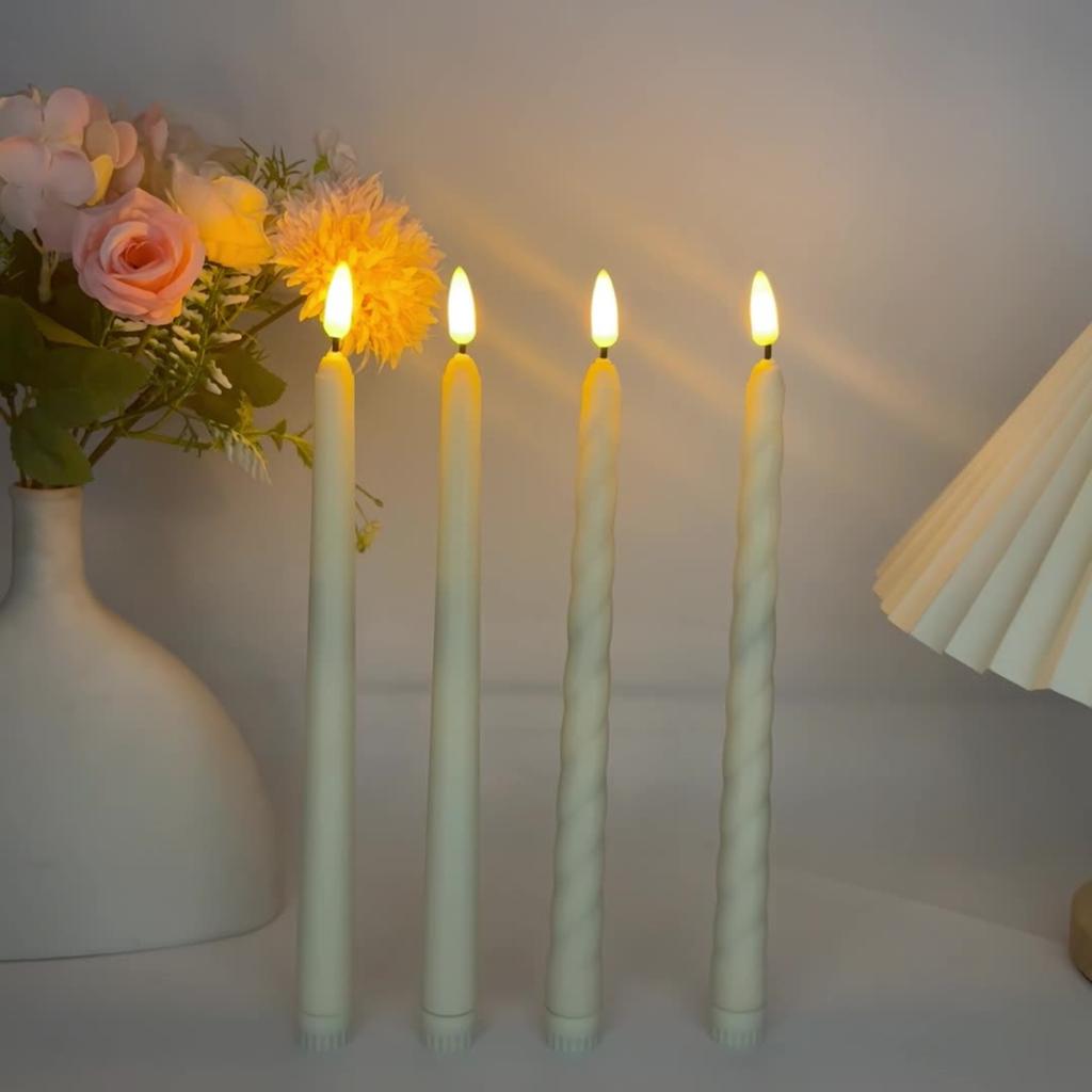 Moving Flame Taper Candles With Remote And Timer, Flameless LED Candlesticks Flickering With Moving Wick, Christmas Decorations
