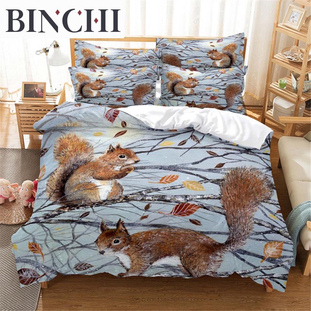 3D Squirrel Bedding Set Queen Bedding Duvet Cover Set Bedding Set Bed Cover Cotton Queen Bedroom Bed Cover Set Bed Set Bedding